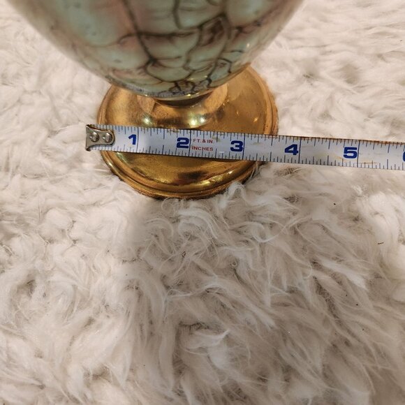 Vintage Hand painted Delftware Vase With Brass Accents MCM Boho - Picture 3 of 7